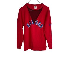 PINK Victoria's Secret Kansas Jayhawks‎ Cutout Neck Pullover Sweatshirt